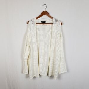 Lane Bryant Open Front Cardigan Cream 22/24 Cold Shoulder Perforated